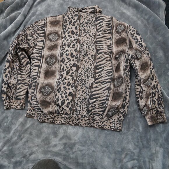 FUDA International Jacket Medium Animal Print Silk Bomber 90s Vintage Style - Picture 2 of 10